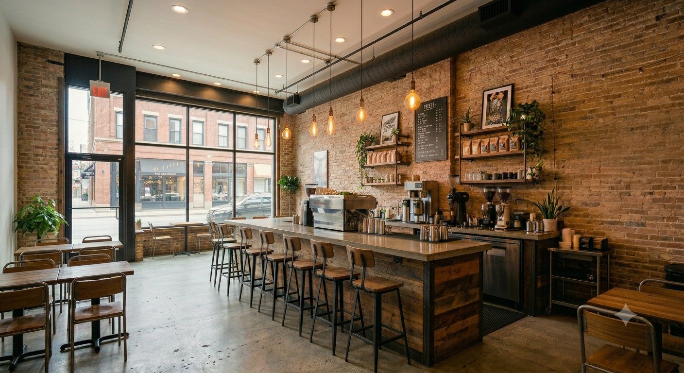 Completed café interior buildout